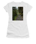 Moss-covered Path Through Lush Forest On The Inca Trail Women's T-Shirt