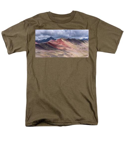 Rainbow Mountain Range Under Cloudy Skies Men's T-Shirt  (Regular Fit)