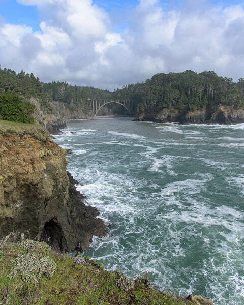 Coastal Bridge Over Rushing Waters Art Print