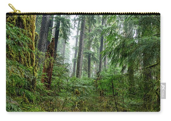 Misty Forest Silhouettes In Olympic National Park Zip Pouch