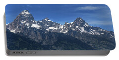 Snow-capped Teton Mountain Peaks Under Blue Sky Portable Battery Charger