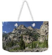 Majestic Mountain Peaks Under Blue Sky In Cascade Canyon Weekender Tote Bag