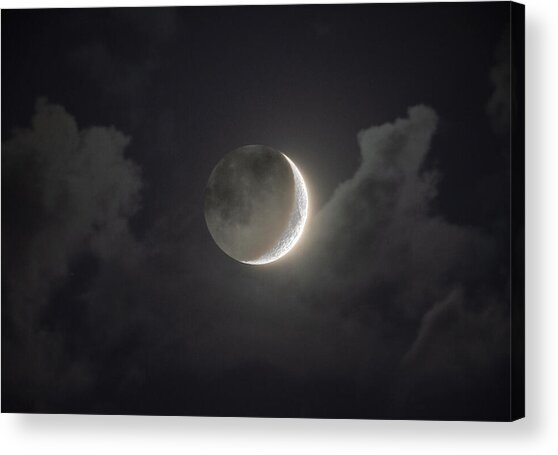 Shimmering Crescent Among Clouds Acrylic Print