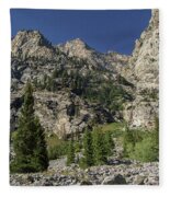 Majestic Mountain Peaks Under Blue Sky In Cascade Canyon Fleece Blanket