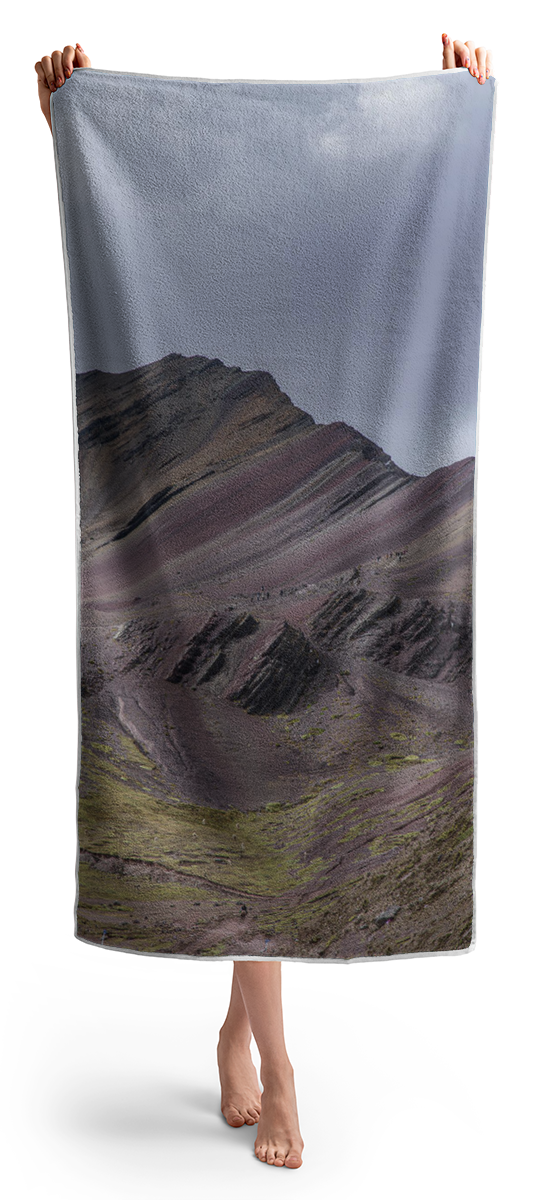 Majestic Andean Mountainscape With Colorful Striations Beach Towel