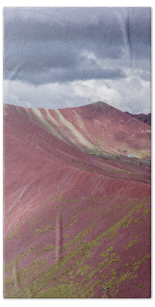 Vibrant Red Mountain Landscape Bath Towel