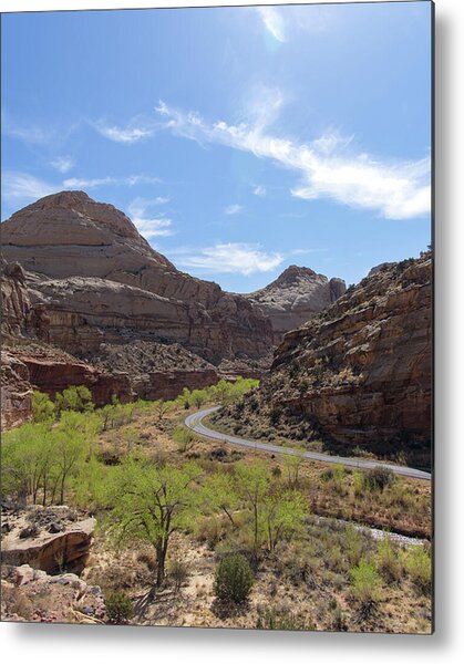 Winding Road Through Desert Canyon Metal Print
