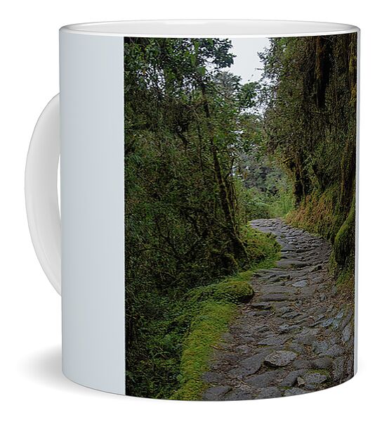 Moss-covered Path Through Lush Forest On The Inca Trail Coffee Mug