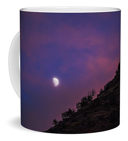 Moonlit Evening Over Silhouetted Hills Coffee Mug