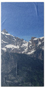 Snow-capped Teton Mountain Peaks Under Blue Sky Bath Towel