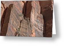 Towering Desert Sandstone Cliffs In Zion National Park Greeting Card