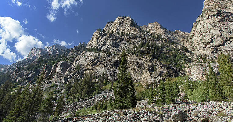 Wall Art featuring the photograph Majestic Mountain Peaks Under Blue Sky In Cascade Canyon by Brandon Wichmann