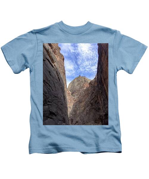 Towering Canyon Cliffs And Blue Sky Kids T-Shirt