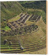Ancient Terraces And Ruins In Andes Mountains Wood Print