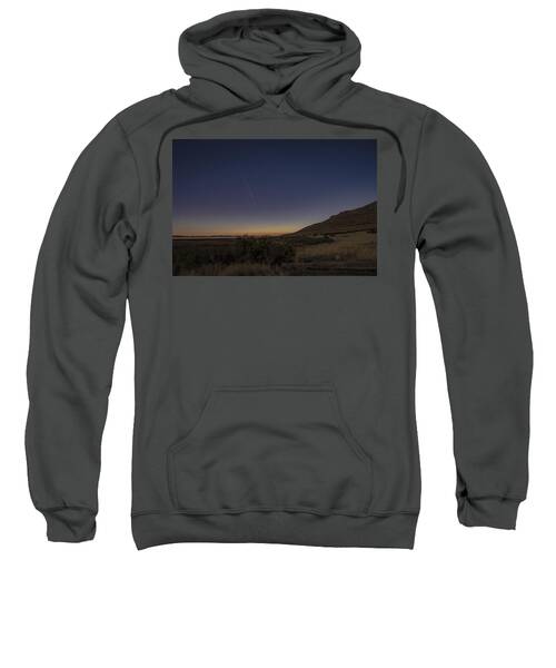 Twilight Comet Over Desert Landscape Sweatshirt