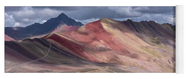 Rainbow Mountain Range Under Cloudy Skies Yoga Mat