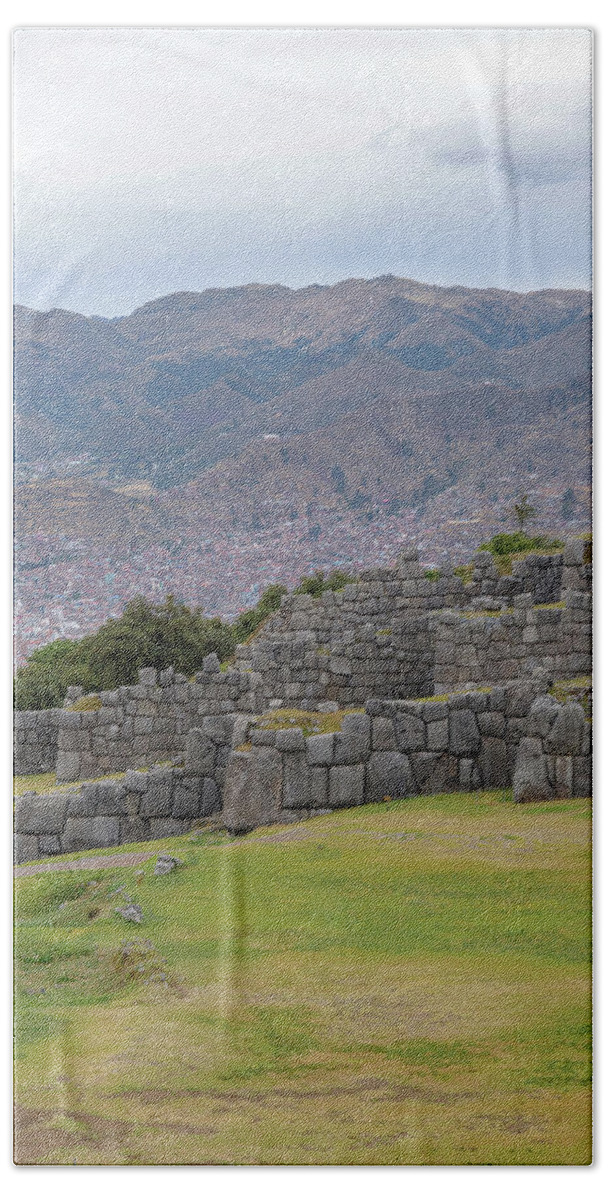 Saqsaywaman Incan Ruin In Cusco Peru Hand Towel