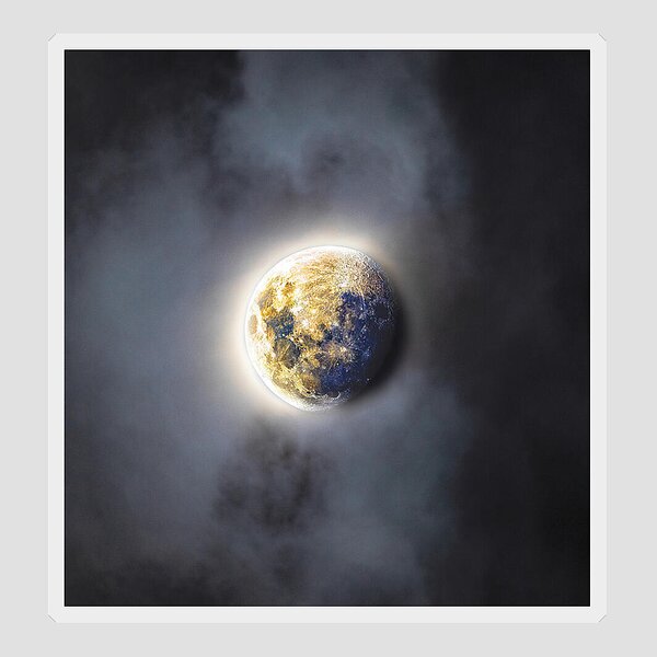 Celestial Moon In Ethereal Glow Sticker