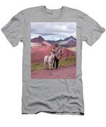 Peruvian Scene With Red Valley And Llama T-Shirt