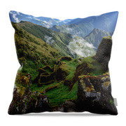 Mysterious Incan Ruins In The Mountains Throw Pillow