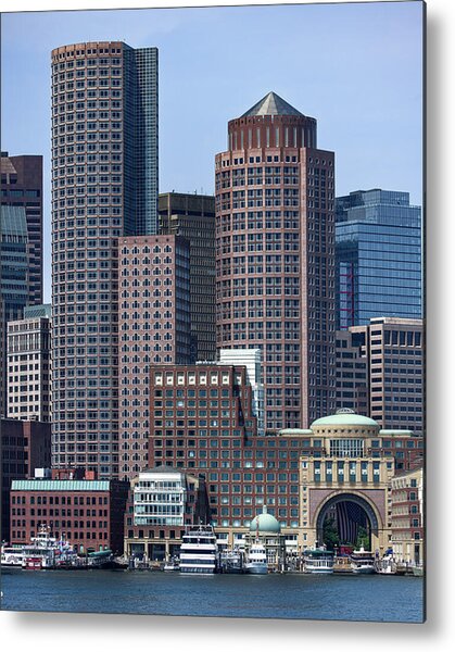 Boston Skyline by the Water Metal Print