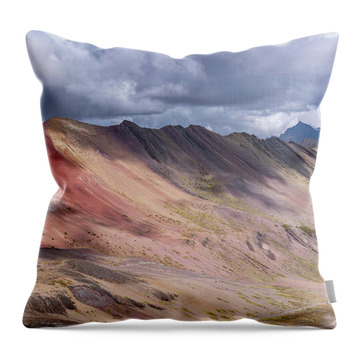 Rainbow Mountain Range Under Cloudy Skies Throw Pillow