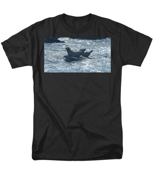 Seals Resting On Rocky Shoreline Men's T-Shirt  (Regular Fit)
