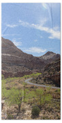 Winding Road Through Desert Canyon Beach Towel