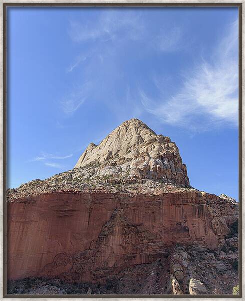 Majestic Mountain Peak Under Blue Sky Framed Print