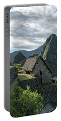Ancient Ruins With Majestic Mountain Backdrop Portable Battery Charger