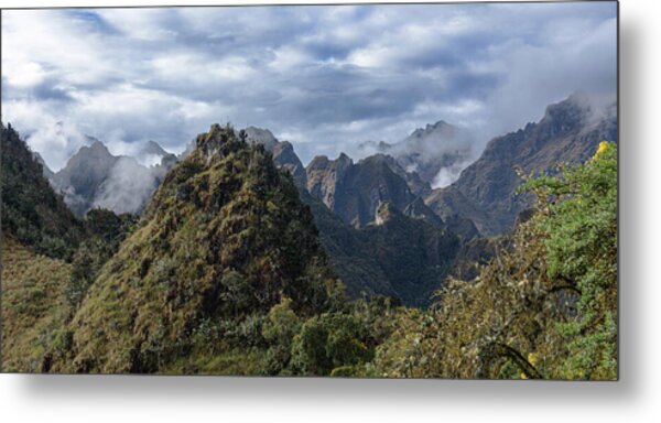 Misty Andes Mountain Range Landscape Metal Print