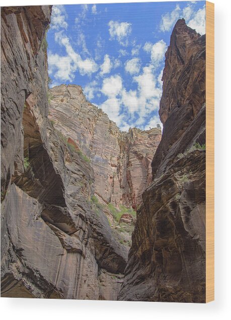 Majestic Canyon Sky View In The Narrows Wood Print