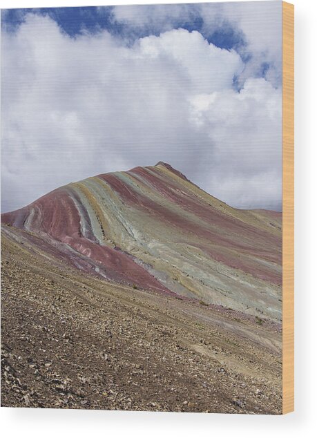 Colorful Mountain Range Under Cloudy Sky Wood Print