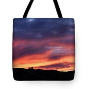 Vivid Twilight over Rocky Silhouette Tote Bag