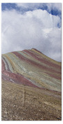 Colorful Mountain Range Under Cloudy Sky Beach Towel