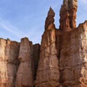 Majestic Rock Formations Under Blue Sky In Bryce Canyon National Park Art Print