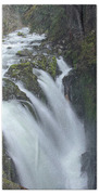 Serene Flow Through Mossy Forest Beach Towel