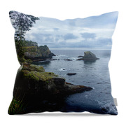 Rugged Coastal Landscape with Cliffs Throw Pillow