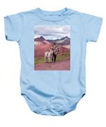 Peruvian Scene With Red Valley And Llama Baby One-Piece