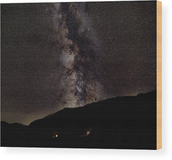 Starry Night Over Mountain Landscape Wood Print
