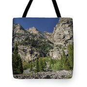 Majestic Mountain Peaks Under Blue Sky In Cascade Canyon Tote Bag