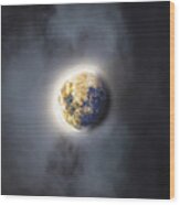 Celestial Moon In Ethereal Glow Wood Print