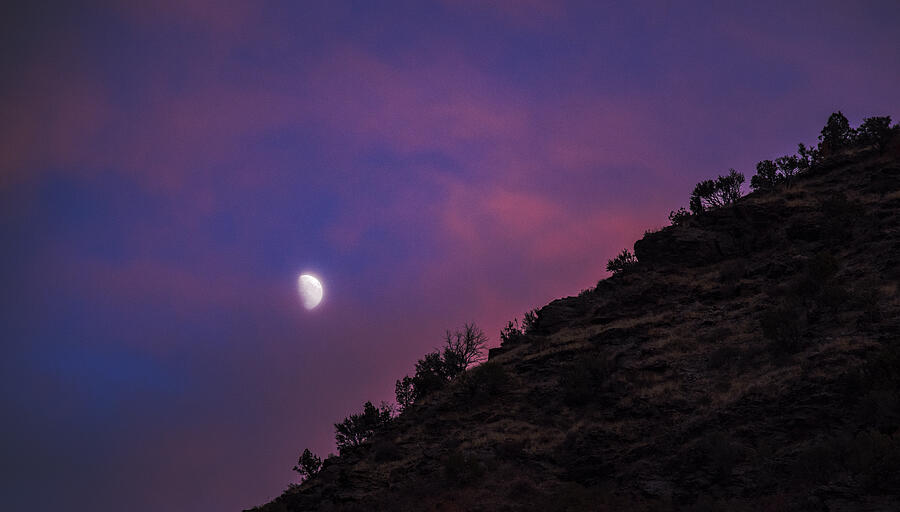 Moonlit Evening Over Silhouetted Hills Photograph by Brandon Wichmann