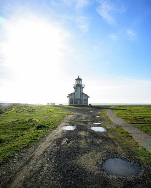 Lighthouse Under A Bright Sky Art Print