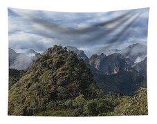 Misty Andes Mountain Range Landscape Tapestry