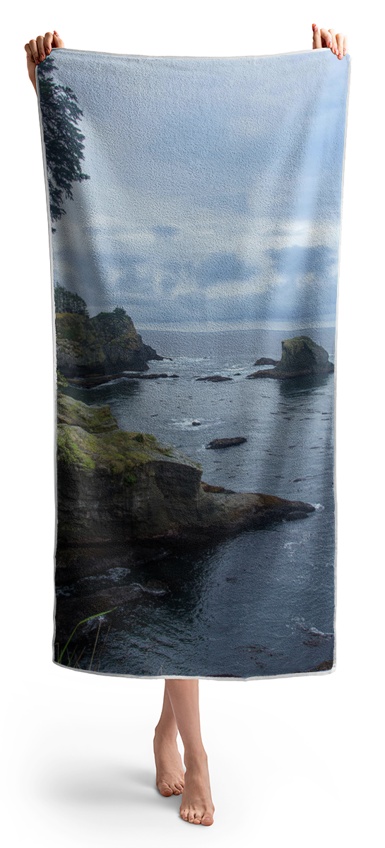 Rugged Coastal Landscape with Cliffs Beach Towel