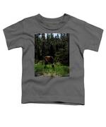 Elk Grazing In A Sunlit Forest In Grand Teton National Park Toddler T-Shirt