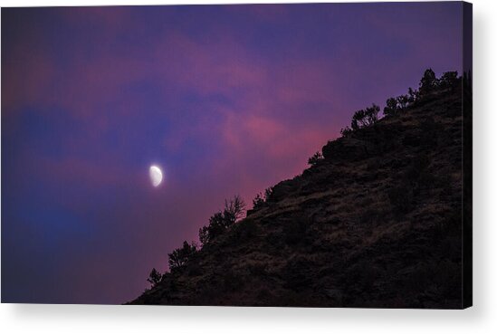 Moonlit Evening Over Silhouetted Hills Acrylic Print