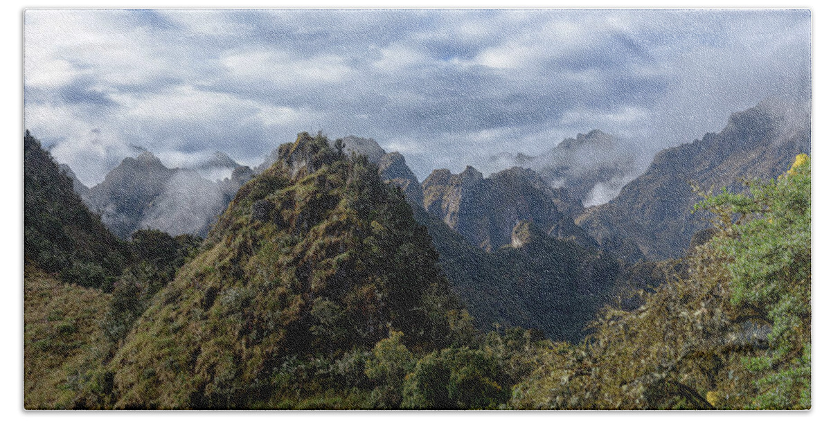Misty Andes Mountain Range Landscape Hand Towel
