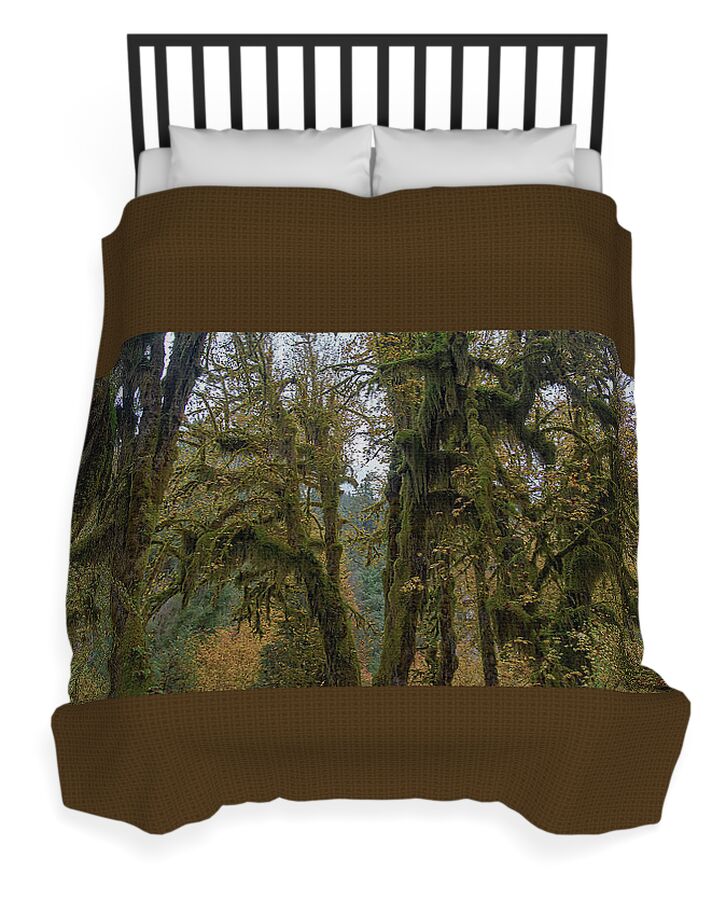 Moss-Covered Forest Trees Duvet Cover
